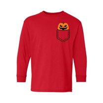 Awkward Styles Halloween Youth Sweatshirt Girls Boys Angry Pumpkin Crewneck Tee for Kids Pocket Print