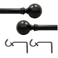 thumbnail image 2 of PowerSellerUSA Decorative Telescopic Metal Curtain Rod, 48" to 86" Contemporary Round PVC Finials, Ultra Durable Brackets 3/4" Diameter Window Drapery Rod, Black - Spherical Finial, 2 of 7