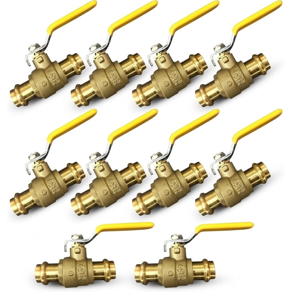 3/4" Propress Brass Ball Valve - Press Ball Valve with EPDM O-ring - Premium Press Ball Valve with 1” In. Connections (Pack of 10)