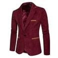 thumbnail image 1 of BVnarty Men's Corduroy Blazer Slim Fit Single Button Jacket Business Office Workwear (Wine,M), 1 of 7