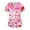 Hot Pink, variant on Colorful Valentine's Day Heart Print V-Neck Caregiver Top - Women's Short Sleeve Uniform with Pocket, Festive Fashion Top for Work & Celebrations