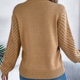 thumbnail image 4 of Diufon Womens Fall Sweaters Solid Color Hollow-Out Pullover Tops Round Neck Long Sleeve Tops, 4 of 7