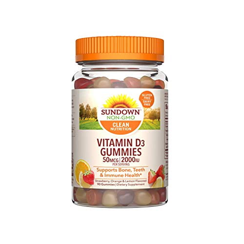 Sundown Vitamin D3 50mcg 2000IU Gummies for Immune Support, NonGMO