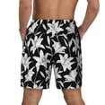 thumbnail image 3 of Kdxio Lilies Flowers Print Men's Swim Trunks with Compression Liner 7 Inch Inseam Quick Dry Swim Shorts, 3 of 7