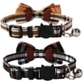 thumbnail image 2 of LAICAIW 2 Colliers pour Chats, avec Nœud Papillon Détachable Réglable et Clochette Argentée, pour Cou de Petits Chiens et Chats 7.8 Pouces-10.2 Pouces, 2 of 7