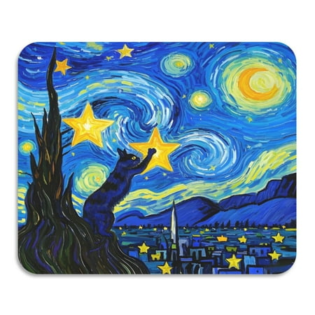 

ALAZA Dish Drying Mat for Kitchen Cat Starry Night Counter Absorbent Draining Pad 19.7 x15.7