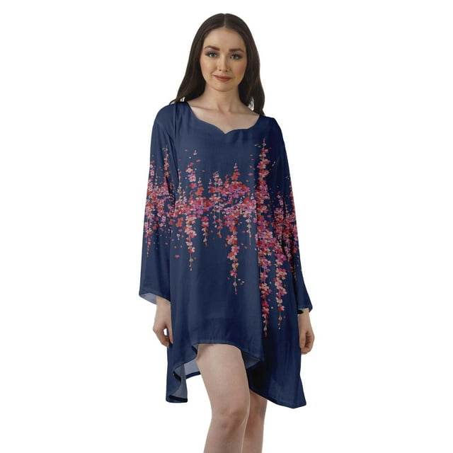Moomaya Robe de Cocktail Imprimée à Manches Longues Tenues de Noël Robe Courte pour les Fêtes