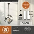 thumbnail image 4 of Rad 17.5-in. W 4 Light Geometric Black and Brass Pendant Cage Light, 4 of 13