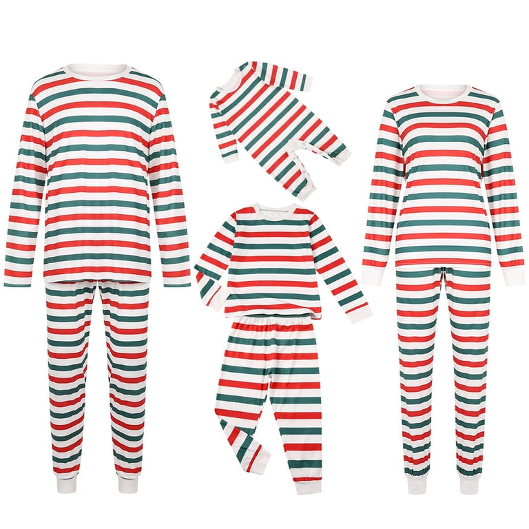 Fanvereka Christmas Family Matching Pajamas Dad Mom Child Classic Stripe Sleepwear Set