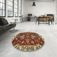 thumbnail image 4 of Ahgly Company Machine Washable Indoor Round Abstract Brass Green Area Rugs, 7' Round, 4 of 7