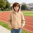 thumbnail image 4 of DJDLJWCJ Boys Full Zipper Hoodies Long Sleeve Warm Solid Color Hooded Sweatshirt for Boys Zip Up Jacket Beige Size 11, 4 of 9