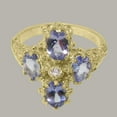 thumbnail image 5 of LBG British Made 18k Yellow Gold Cubic Zirconia & Tanzanite Womens Statement Ring - 33 size options - Size 5.75, 5 of 6