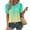 Green, variant on QUNYINEY Casual Women's T Shirts Crew Neck Gradient Puff Short Sleeve Tops Pullover Pleated Loose Shirts