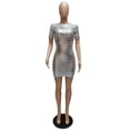 thumbnail image 5 of Sexy mujer brillante transparente ceñido al cuerpo vestidos de Club de manga corta metálico ahueca hacia fuera el vestido de fiesta Rave Clubwear traje de Festival, 5 of 5