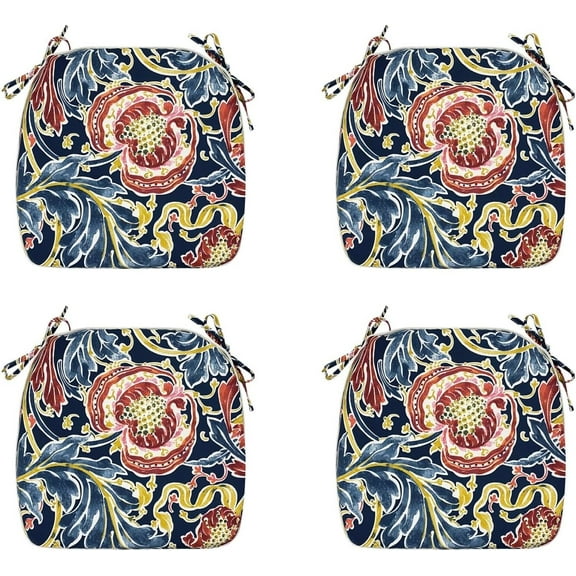 Outdoor Chair Cushions Set of 4 Patio Seat Cushions with Ties 16x17 Inch Navy Paisley U-Shape Chair Pads for Outdoor Patio Garden Home Office Furniture