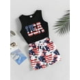 thumbnail image 6 of Newborn Baby Boy 4th of July Outfit Sleeveless USA Tank Tops T-Shirt  6M 12M 18M 24M 3Y American Flag Shorts 2Pcs Summer Clothes, 6 of 10