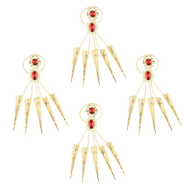 4 piezas de danza del vientre indio, de rendimiento, uñas , joyería artificial
