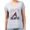 thumbnail image 4 of Women's G-III 4Her by Carl Banks Heather Gray Atlanta Braves Super-Slim Fit Lightweight Team Logo Graphic V-Neck T-Shirt, 4 of 5