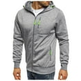 thumbnail image 4 of Men‘s Solid Two Piece Zipper Hooded Pocket Coat Drawstring Pocket Pants Set, 4 of 6