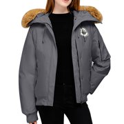 hoksml Women's Hooded Down Jacket Short Parka Style Puffer Solid Color Long Sleeved Thick Winter Coat with Pockets