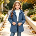 thumbnail image 4 of Girl's Zip up Hooded Rain Jackets, Drawstring Waist Long Sleeve Windbreaker, Lightweight Waterproof Rain Coat with Zip Pockets, 4-5 Years, 4 of 9