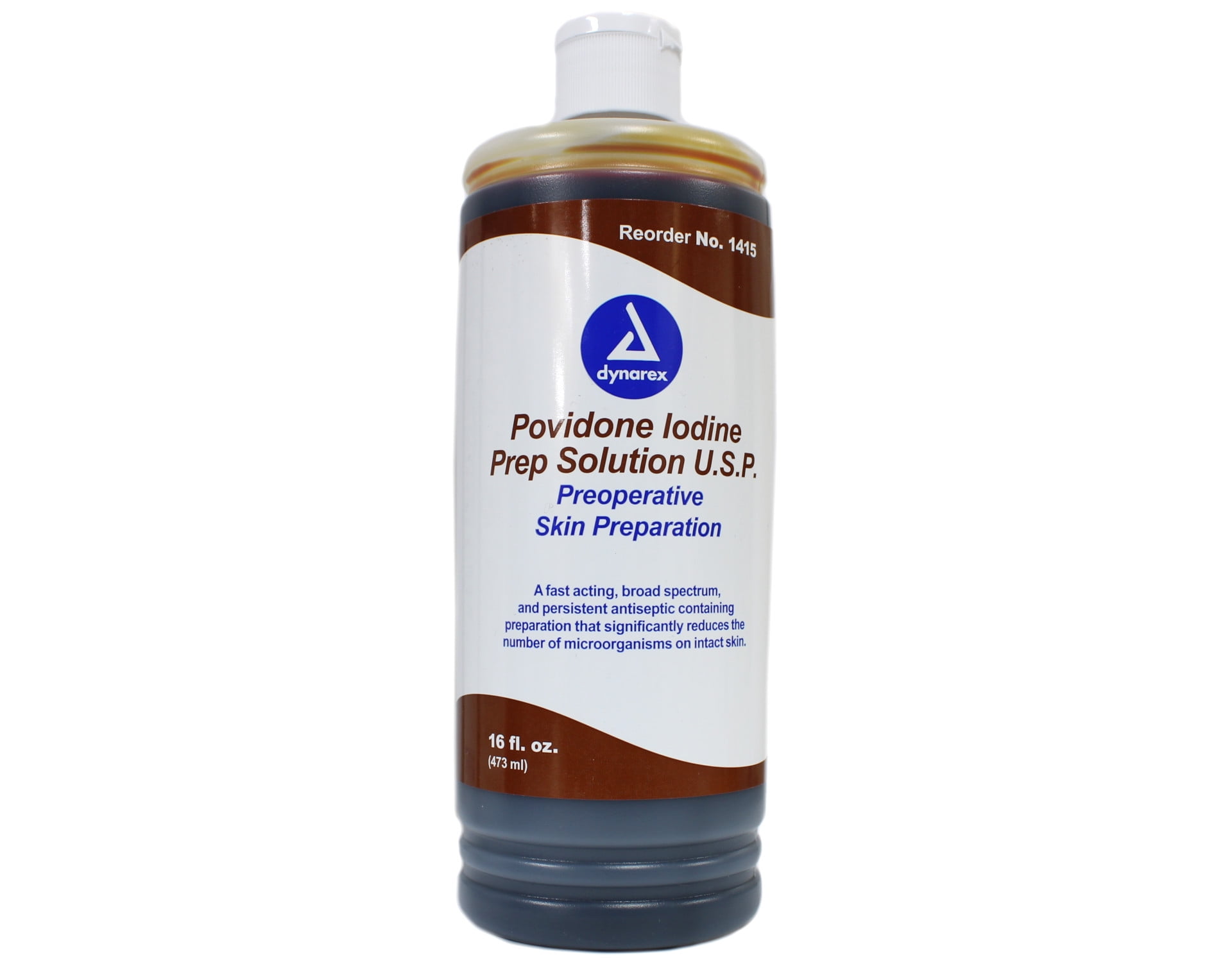 Dynarex Povidone Iodine Prep Solution U.S.P Topical Antiseptic 16 Ounce