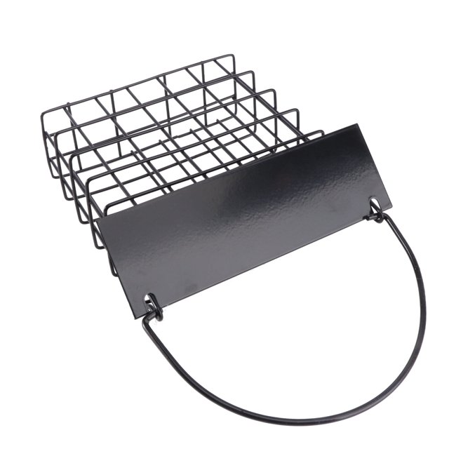 Comedero cuadrado para pájaros, contenedor de metal negro para cría de aves, ideal para exteriores.