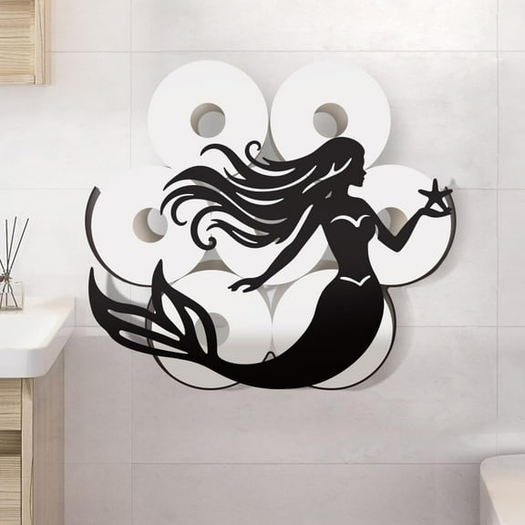 MermToilet Paper Holder Stand Metal MermToilet Paper Storage 8 Rolls for Bathroom MermTheme Toilet Paper Organizer Freestanding Toilet Paper Roll Holder for Home Office Décor