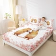 thumbnail image 3 of Erosebridal Dancing Capybaras Bed Sheets 4pcs For Teens,Romantic Floral Cherry Blossoms King Sheets For Child Boys Girls,Breathable Home Decor, 3 of 5