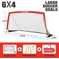 thumbnail image 4 of RUNBOW 6x4 ft Portable Kids Soccer Goal for Backyard Practice Soccer Net with Carry Bag (6x4 FT, 1 pack, Red), 4 of 6