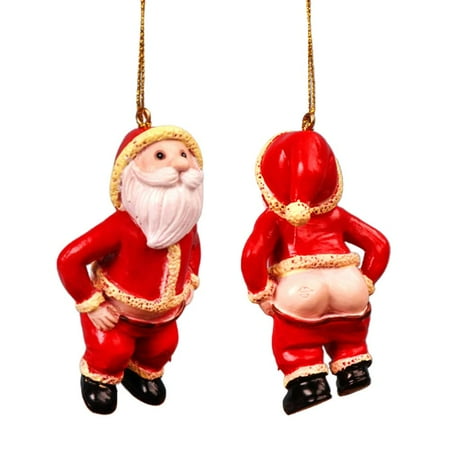 

DTOWER Santa Claus Pendant with Bare Butt Resin Crafts Hanging Ornaments Christmas Decoration Hanging for Xmas Tree and Windows