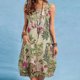 thumbnail image 2 of Vestido de Verano para las Mujeres Impresión Sexy sin Mangas Botón Bolsillo Cuello Redondo Vestido, Desgaste de Verano Casual, 2 of 6