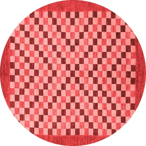 Ahgly Company Indoor Round Checkered Red Modern Area Rugs, 3' Round