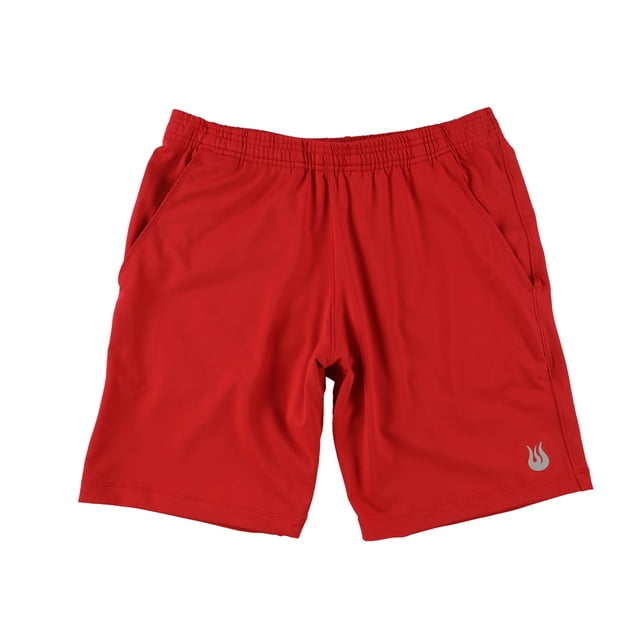 SOLFIRE - Pantalones cortos de entrenamiento atléticos de punto para hombre, color rojo fuego M