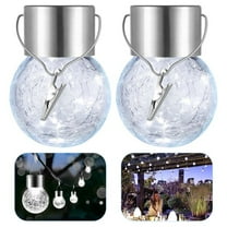 VONTER 2 Pack Hanging Solar Lights Outdoor, Solar Powered Cracked Glass Ball Light, Decorative Globe Light Outdoor Waterproof with Handle for Garden, Yard, Patio, Tree, Holiday Decoration, White