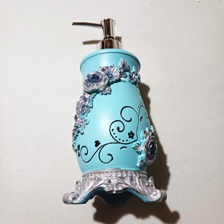 3D Resin Decorated Vines with Blue Roses Lotion Dispenser
