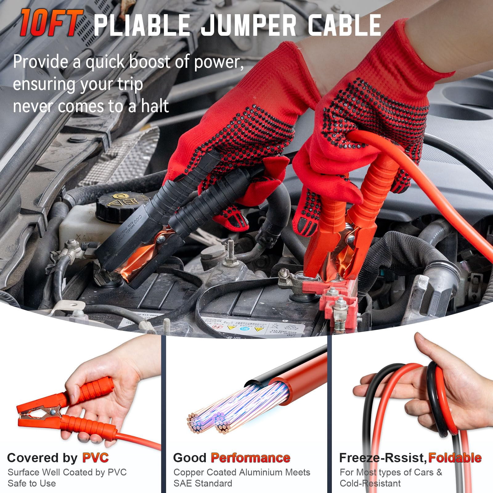 Roadside Emergency car kit for Vehicles, Car First Aid Emergency kit with Portable Air Compressor, Heavy Duty Jumper Cables, Tow Strap, Road Trip Essentials Safety kit, New Driver Gifts