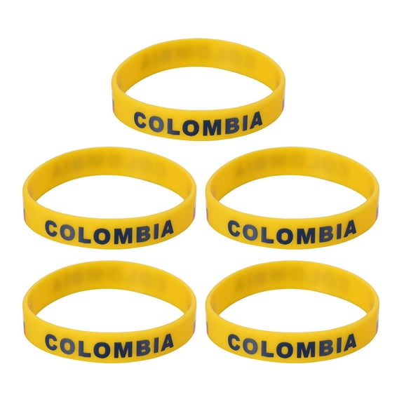 SEWCHICS 5- Silicone Wristbands with Country Flag Design, Yellow, Comfortable for Sports and Daily Wear