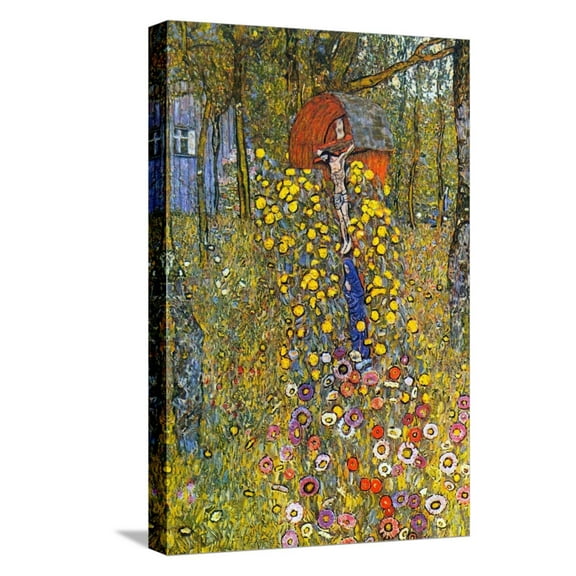 Art.com Farmers Garden with Crucifix Stretched Canvas Print Wall Art by Gustav Klimt, 12" x 18"