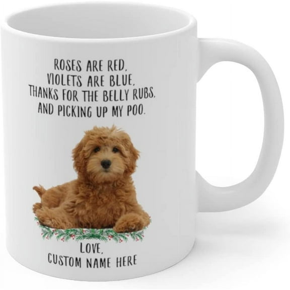 Funny Goldendoodle Red Golden Roses Are Red Violets Are Blue Personalized Name Christmas 2022 Gifts White Coffee Mug 11oz