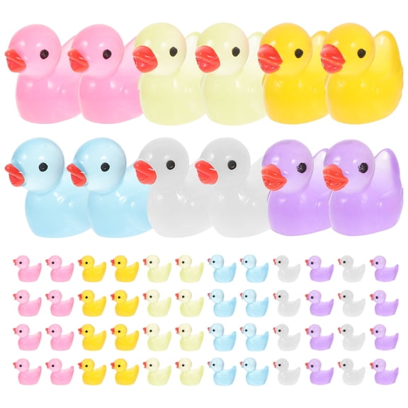 UPOUART 60Pcs Resin Bonsai Duck Set Transparent Glow In The Dark Miniature Design Ornaments