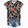 thumbnail image 6 of NOLDARES Halloween Shirts for Women Cute Ghost with Coffee Pumpkin Shirts Cute Fall Short Sleeve Graphic Tee Tops(Light Gray,XXXXXL), 6 of 9