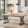 thumbnail image 2 of Farmhouse Dining Table For 6 People, 70.8-Inch Rectangular Rustic Wood Table With Heavy Duty Metal Legs, Multifunctional Kitchen Table For Dining Room (Light Walnut&Black), 2 of 7
