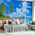 thumbnail image 2 of Prxcm Canvas Wall Mural Peel and Stick Large Wallpaper Palm Ocean Sky Wall Art Decor for Living Room Bathroom Self Adhesive and Removable 69in x 98in, 2 of 2