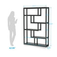 thumbnail image 3 of Spaco 6-Tier Bookshelf, 69" Industrial Etagere Bookcase with Staggered Shelves, Multi-Purpose Shelf, Black, 3 of 4