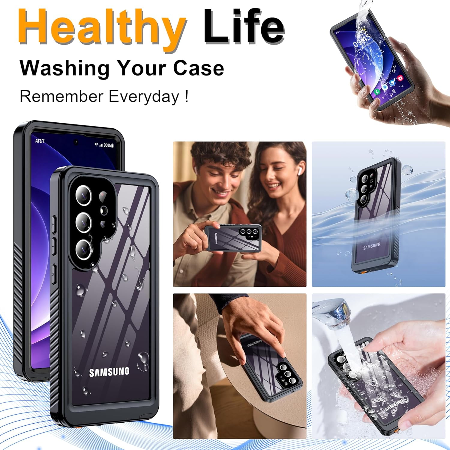 for Samsung Galaxy S25 Ultra Case Waterproof,IP68 Waterproof Dustproof Case with Built-in Screen Protector, Full Body Protective Phone Cover for Galaxy S25 Ultra 6.9 Inch, Black/Clear
