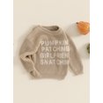 thumbnail image 3 of Suealasg Little Girl Boy Knit Sweater Long Sleeve Letters Embroidery Knit Sweater 6M 1T 2T 3T 4T 5T Kids Toddler Baby Fall Warm Loose Knitwear Sweater, 3 of 7