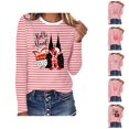 thumbnail image 1 of T-shirt à Manches Longues Rayé pour Femme Mardi Gras 2026, Col Rond, Carnaval, Blouse, 1 of 2