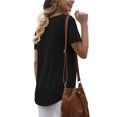 thumbnail image 3 of Womens Summer Short Sleeve Shirts Button Up Tunic Tops Casual Blouse Spring T-Shirts, 3 of 5