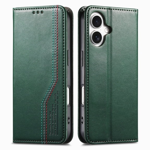Allytechgroup Wallet Case for Apple iPhone 15 Pro Max, Rugged TPU Faux Leather Flip Cover with Shock-Absorbent Protection, Card & Cash Slots, Stand Holder, Anti-Scratch Wrist Strap Design, Green